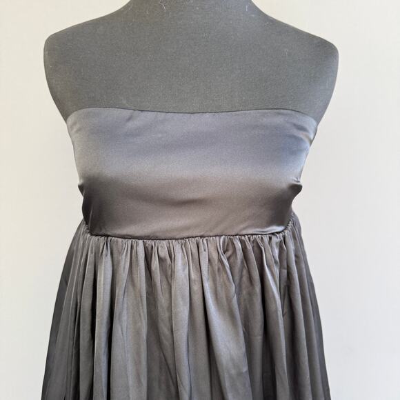 Sky to Moon black satin bubble skirt mini dress - strapless - SM-D20523B size M - Picture 6 of 8